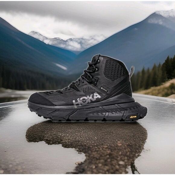 Hoka One One Tennine Hike GTX Black Men's Vibram Hiking Boot - Size 11D - Picture 1 of 9